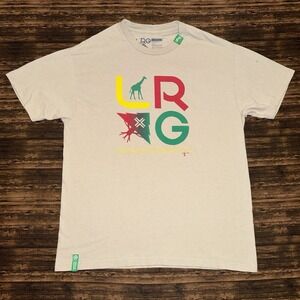LRG T-Shirt Mens Large Tan Graphic Giraffe Tree Logo Streetwear Tee
